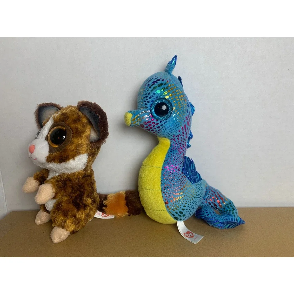 Ty Beanie Boos and Beanie Babies‎ Lot of 7 Chocolate Moose Neptune Zodiac Dog+